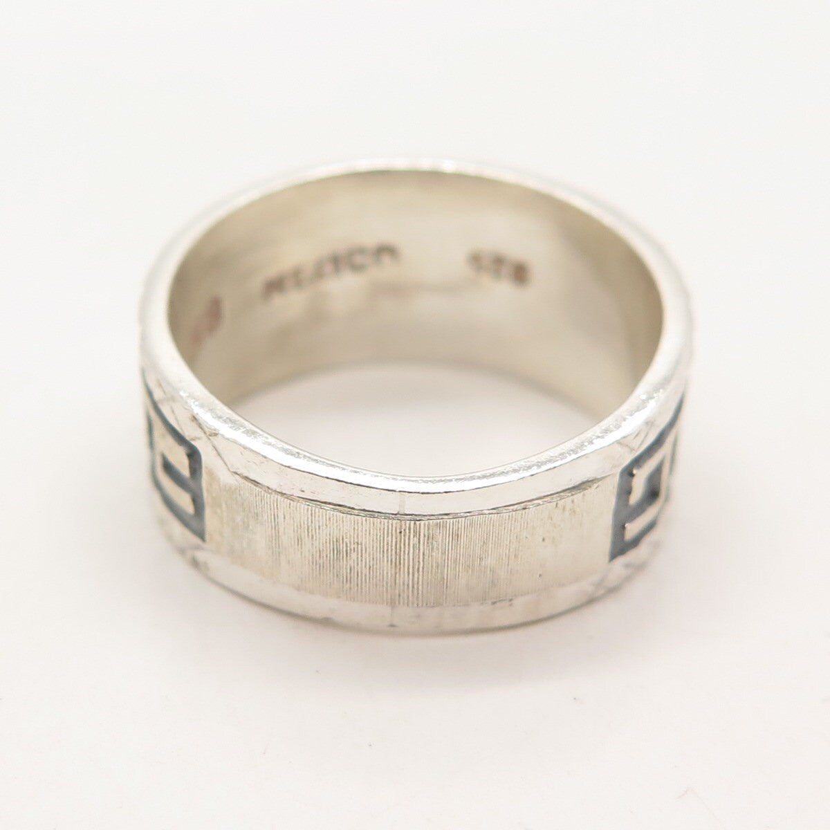 925 Sterling Silver Vintage Mexico Greek Maze Band Ring Size 7.5