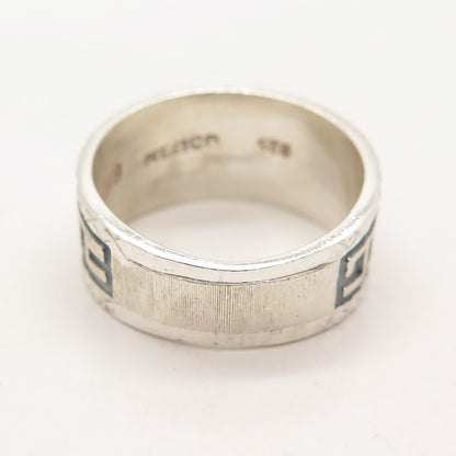 925 Sterling Silver Vintage Mexico Greek Maze Band Ring Size 7.5