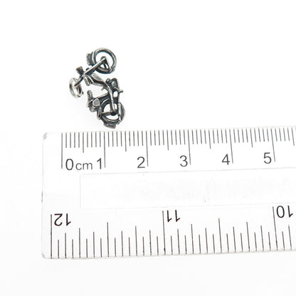 925 Sterling Silver Vintage Motorcycle Oxidized Mini Charm Pendant