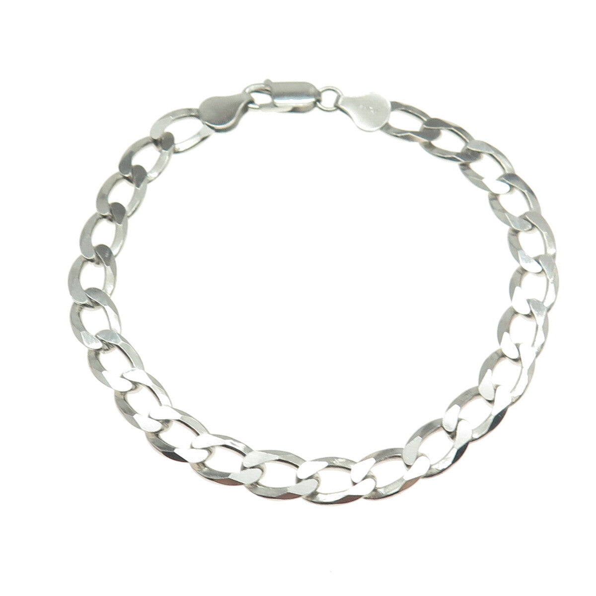 P. LUX 925 Sterling Silver Italy Curb Link Bracelet 8"