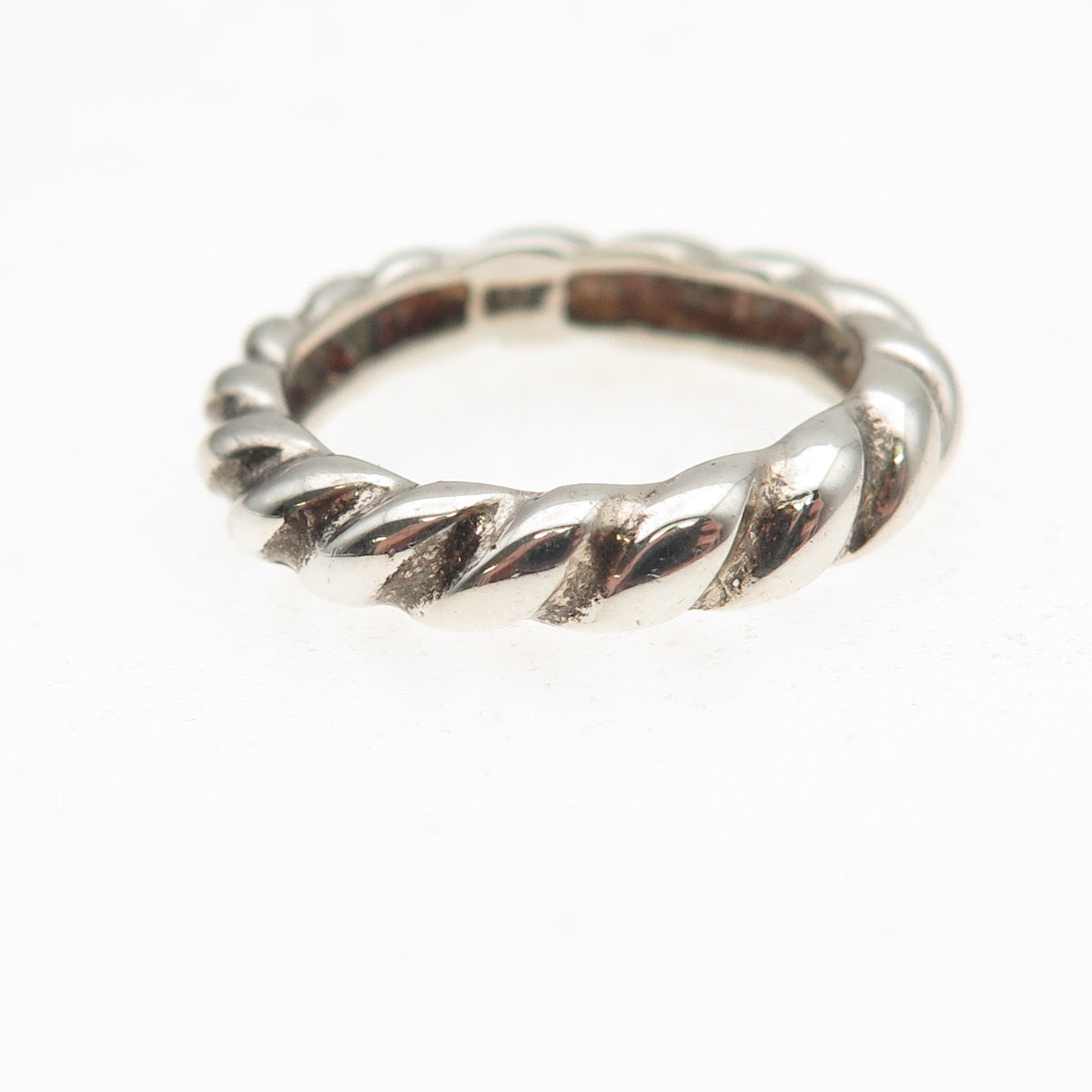 925 Sterling Silver Vintage Rope Oxidized Band Ring Size 5.75