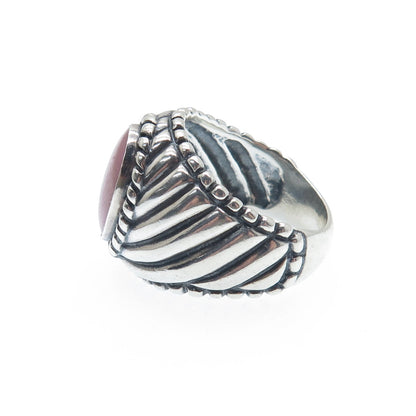 CAROLYN POLLACK Sterling Silver Vintage Real Rhodonite Oxidized Ring Size 8.25