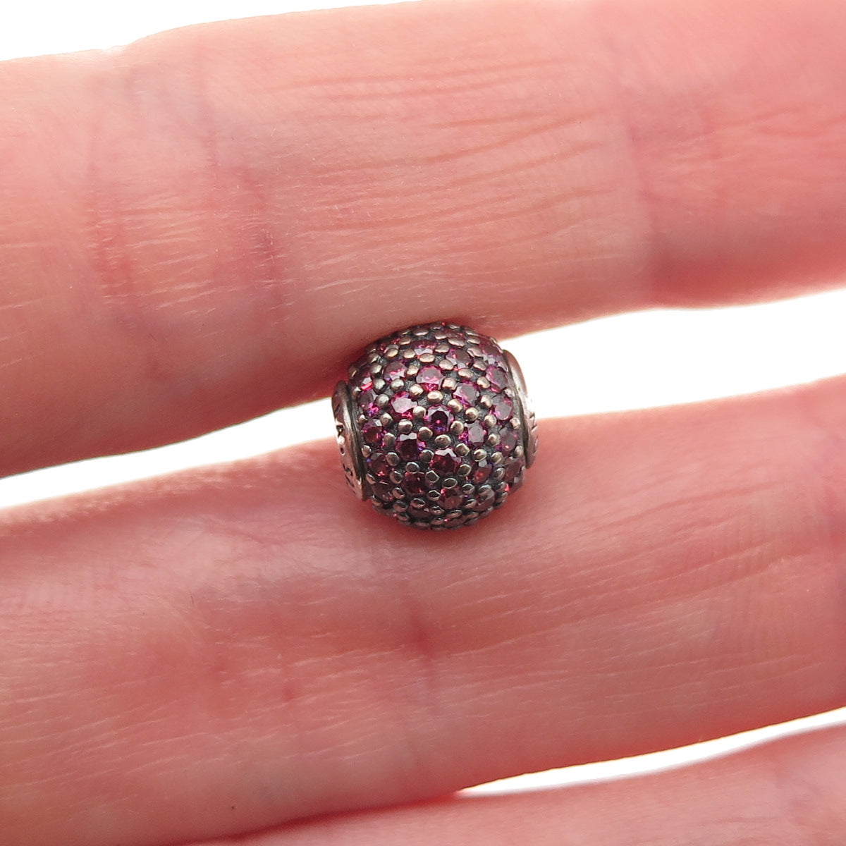 Pandora 925 Sterling Silver Purple C Z Essence Passion Slide Bead Charm