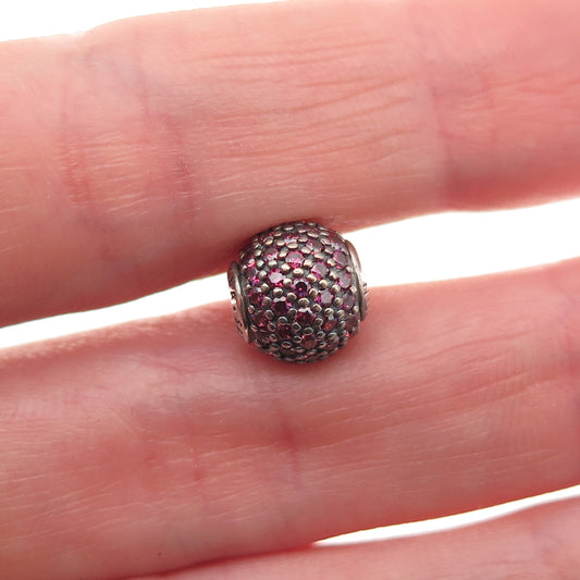 Pandora 925 Sterling Silver Purple C Z Essence Passion Slide Bead Charm
