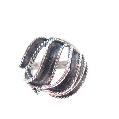 925 Sterling Silver Vintage Modernist Oxidized Dome Ring Size 6.25