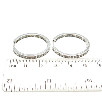 DEE BERKLEY JEWELRY 925 Sterling Silver Round-Cut Shaped C Z Huggie Earrings