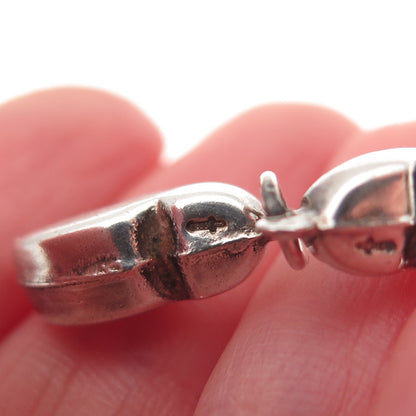 835 Silver Vintage Dutch Clog Shoes Oxidized 3D Mini Charm Pendant