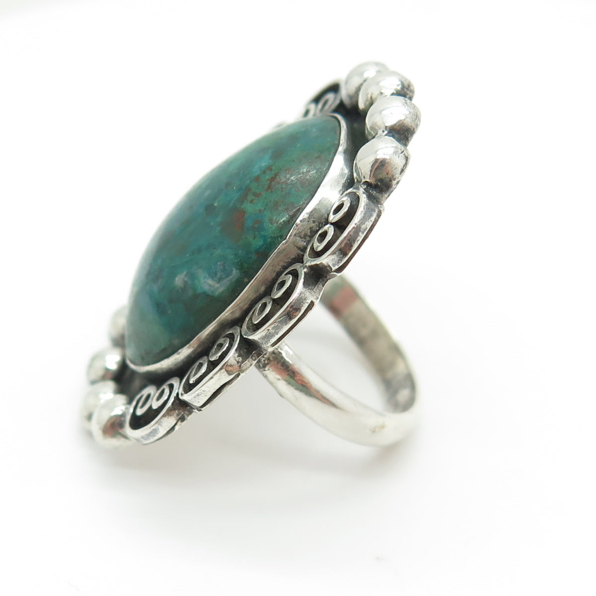 Old Pawn Sterling Silver Vintage Southwestern Azurite Statement Ring Size 5.25