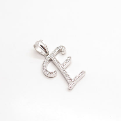 925 Sterling Silver REL Pave C Z Letter "E" Initial Pendant