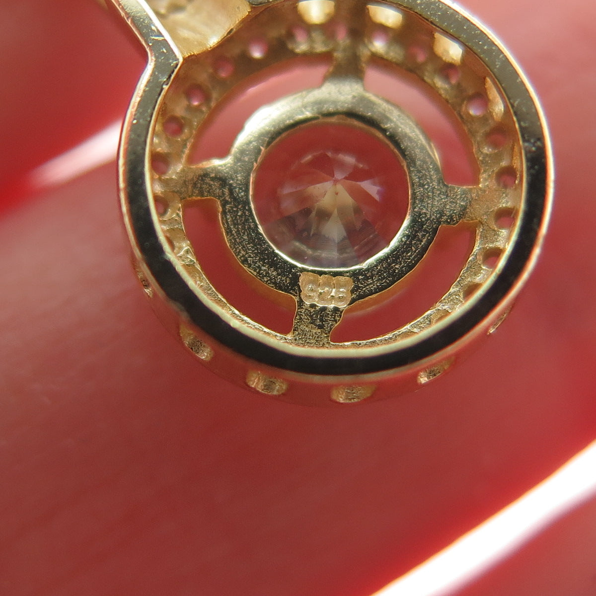 925 Sterling Silver Gold Plated Round-Cut C Z Minimalist Charm Slide Pendant