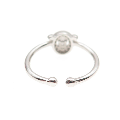 925 Sterling Silver Round-Cut C Z Adjustable Ring Size 5