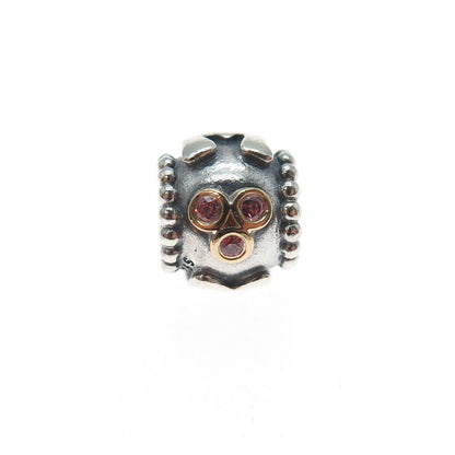 PANDORA 925 Sterling Silver & Gold Swarovski Crystal Mom Slide Bead Charm