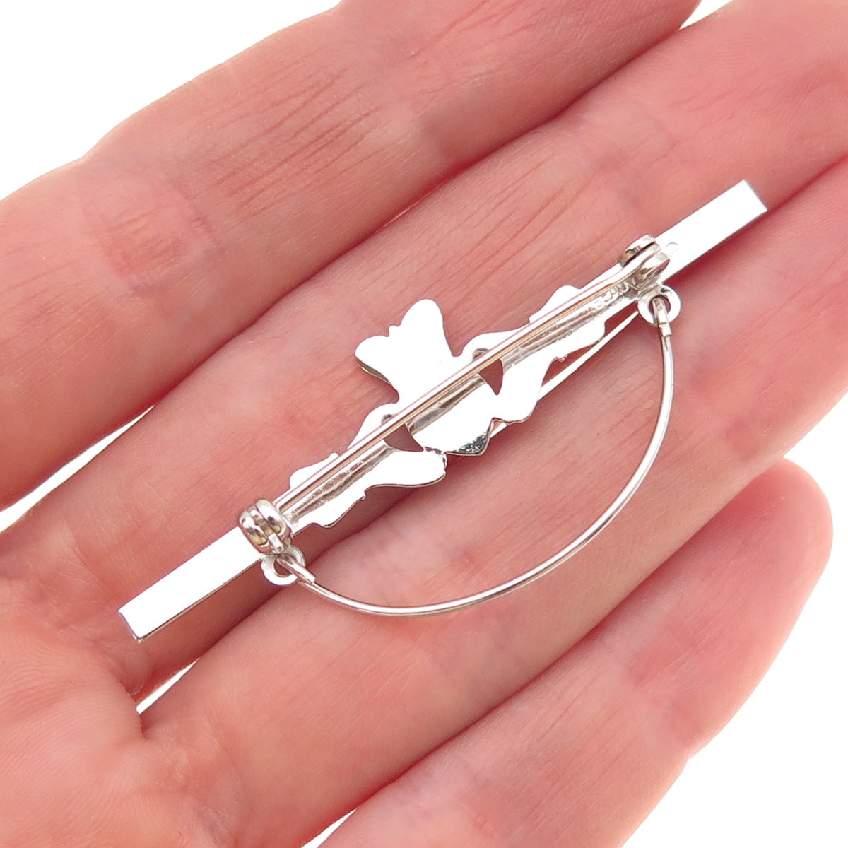 Beau 925 Sterling Silver Vintage Irish Claddagh Charm Holder Pin Brooch