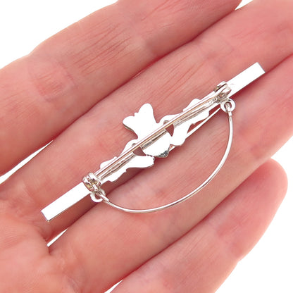 Beau 925 Sterling Silver Vintage Irish Claddagh Charm Holder Pin Brooch