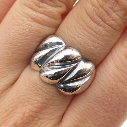 925 Sterling Silver Vintage Modernist Oxidized Ring Size 6.25