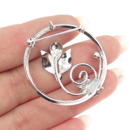 D'OR 925 Sterling Silver Vintage Floral Leaf Pin Brooch / Pendant