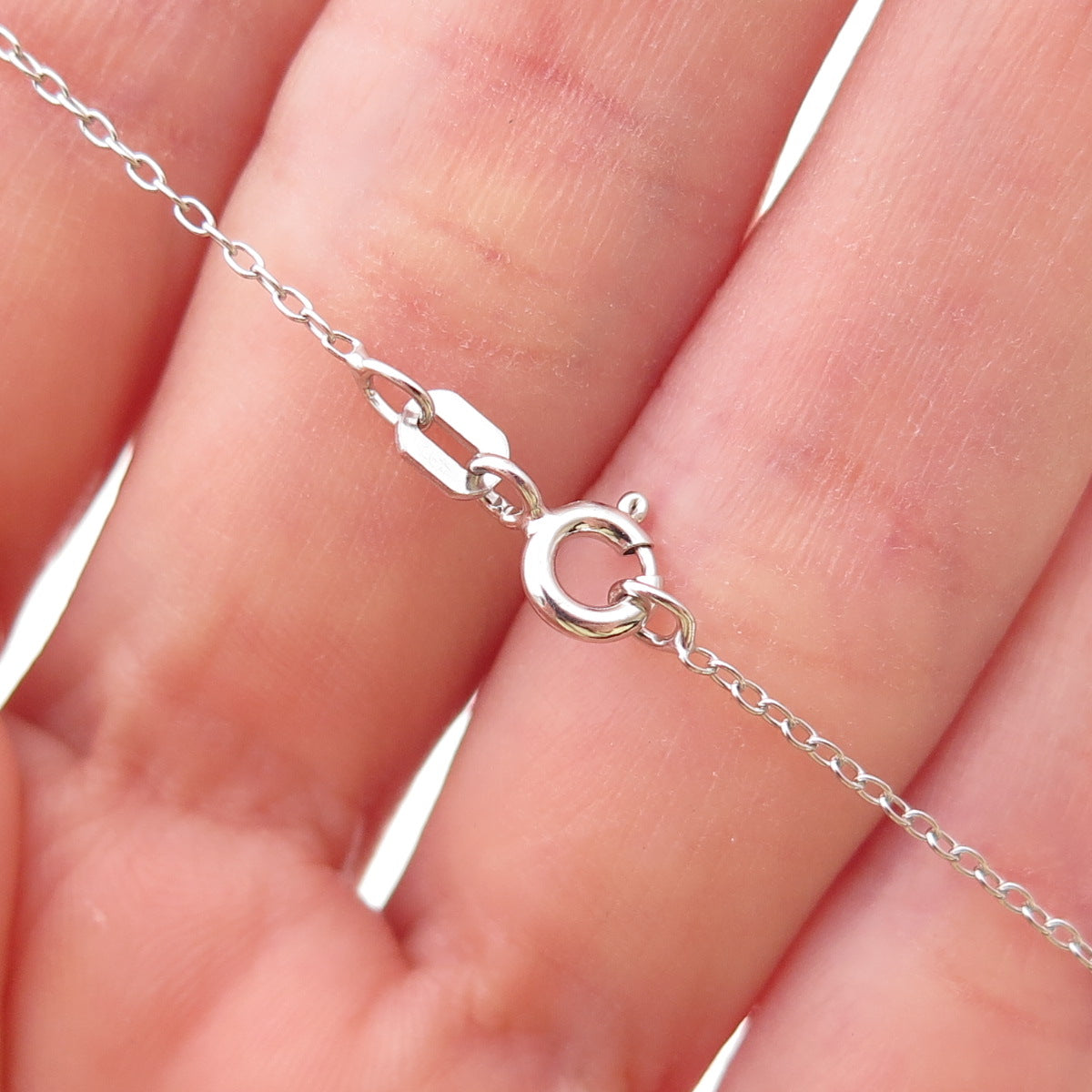 925 Sterling Silver Real Opal Floral Cable Chain Necklace 18"