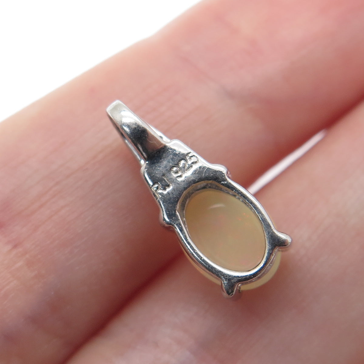 RJ GRAZIANO 925 Sterling Silver Real Diamond Accent & Opal Minimalist Pendant