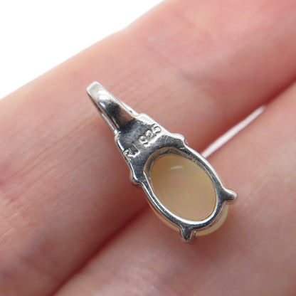RJ GRAZIANO 925 Sterling Silver Real Diamond Accent & Opal Minimalist Pendant