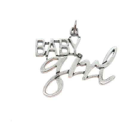 925 Sterling Silver Vintage Real Round-Cut Diamond Baby Girl Charm Pendant