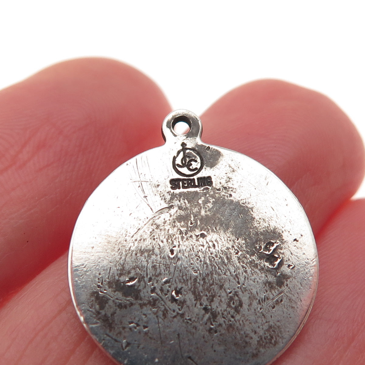 925 Sterling Silver Antique Art Deco St. Gerard Oxidized Mini Charm Pendant
