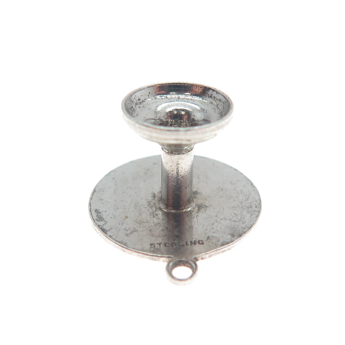 925 Sterling Silver Antique Art Deco Table Minimalist 3D Charm Pendant