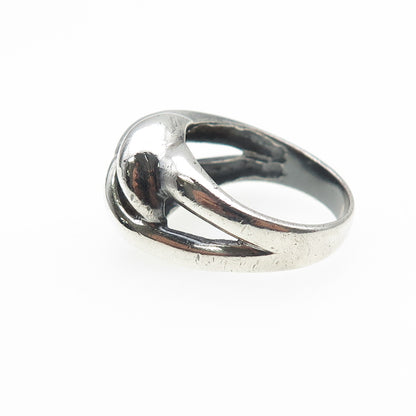 925 Sterling Silver Vintage Modernist Interlocked Oxidized Ring Size 9