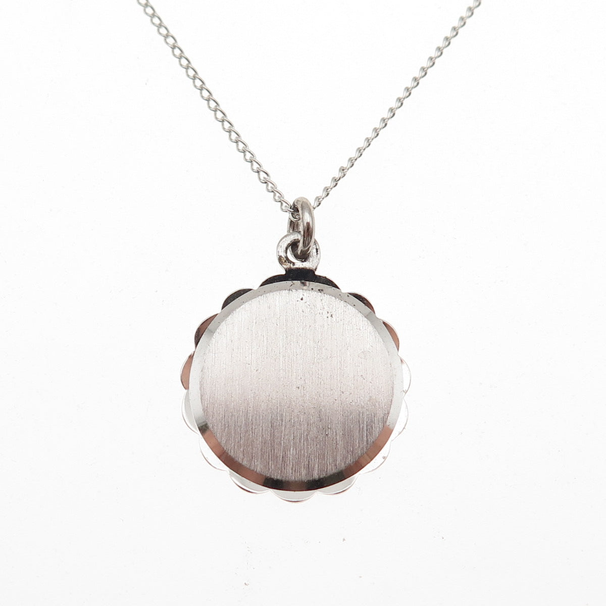 LAMODE 925 Sterling Silver Vintage Brushed Round Tag Cable Chain Necklace 16"