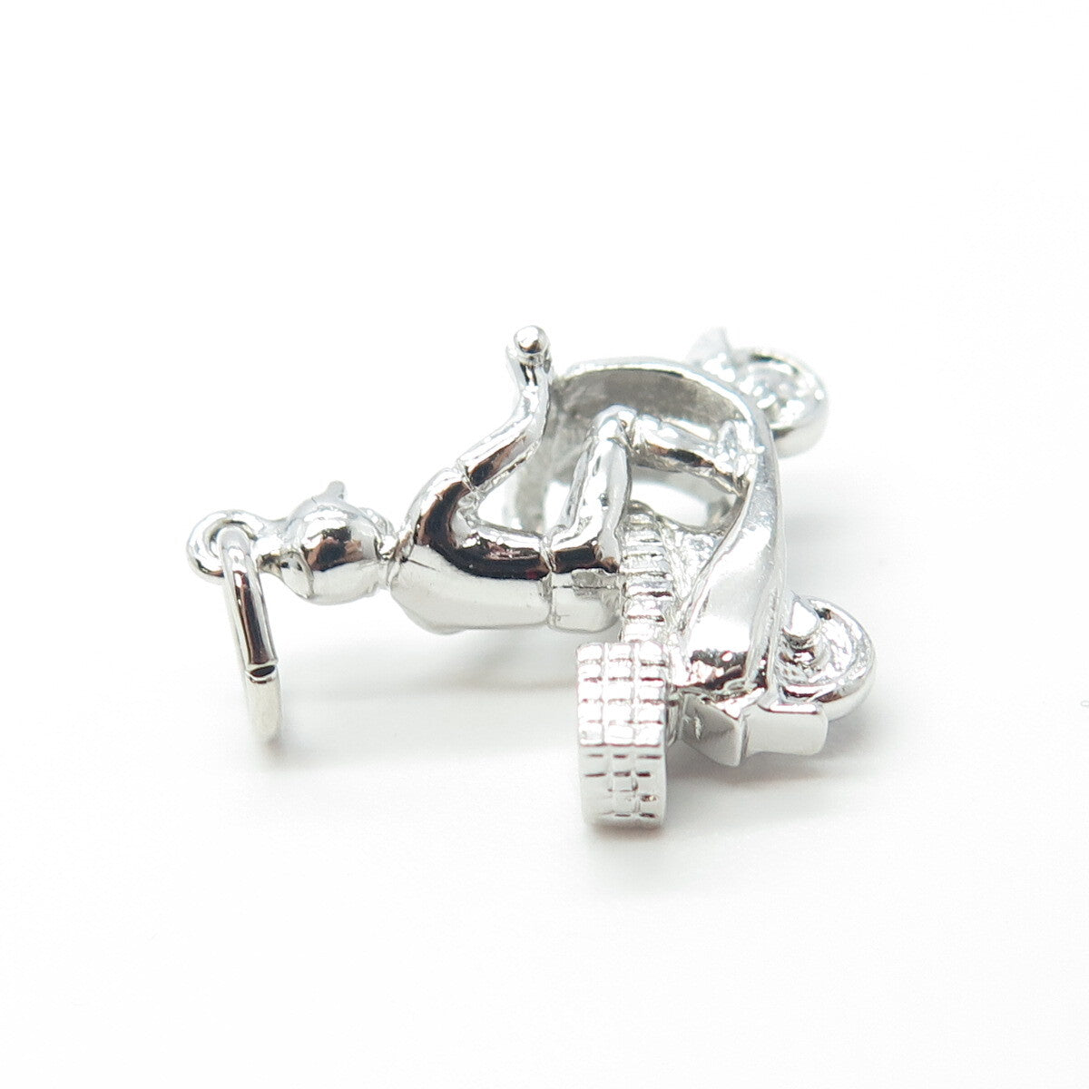 925 Sterling Silver Vintage Bermuda Man On A Motor Scooter Charm Pendant
