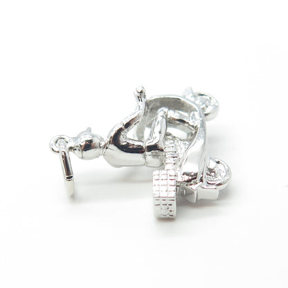 925 Sterling Silver Vintage Bermuda Man On A Motor Scooter Charm Pendant