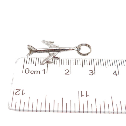 925 Sterling Silver Vintage Airplane 3D Charm Pendant