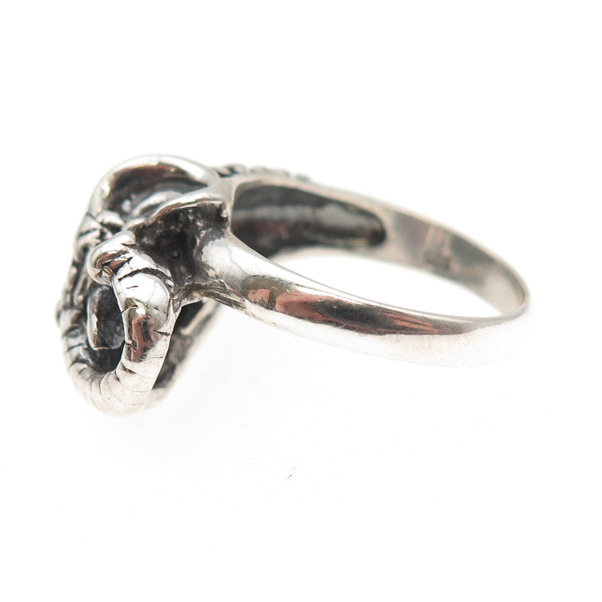 925 Sterling Silver Vintage Elephant Oxidized Ring Size 7