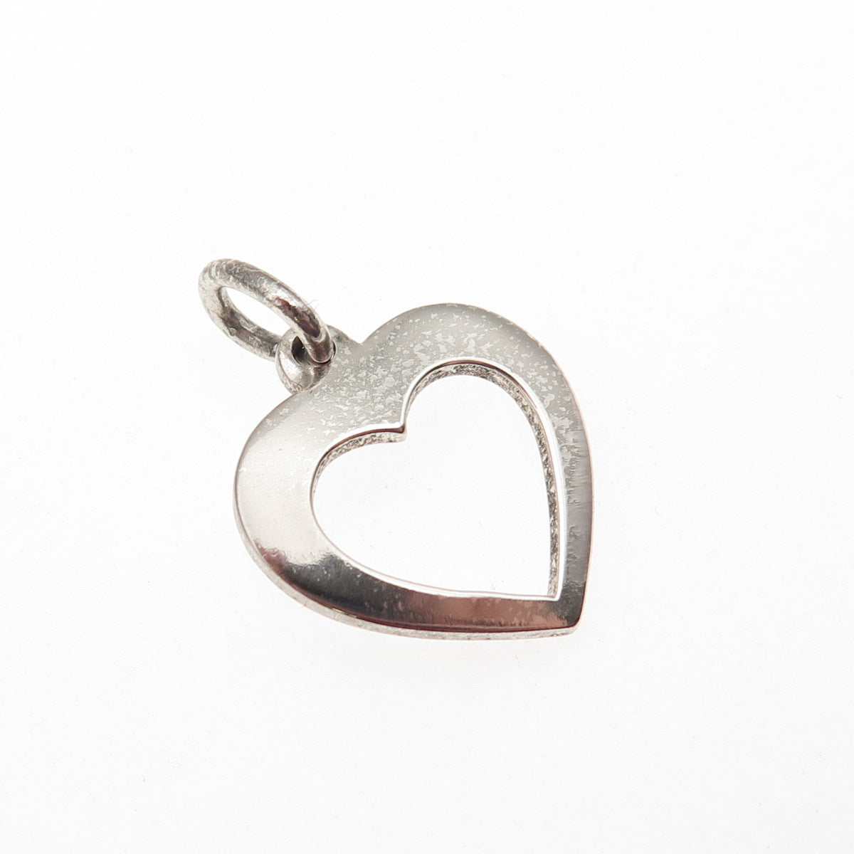 925 Sterling Silver Vintage Italy Open Heart Mini Charm Pendant