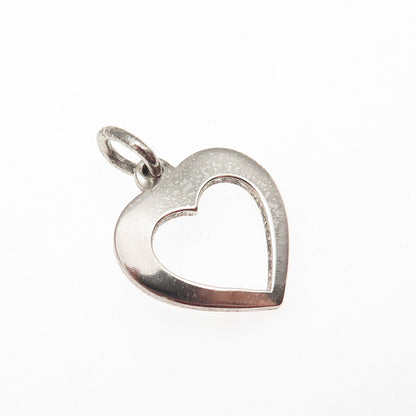 925 Sterling Silver Vintage Italy Open Heart Mini Charm Pendant