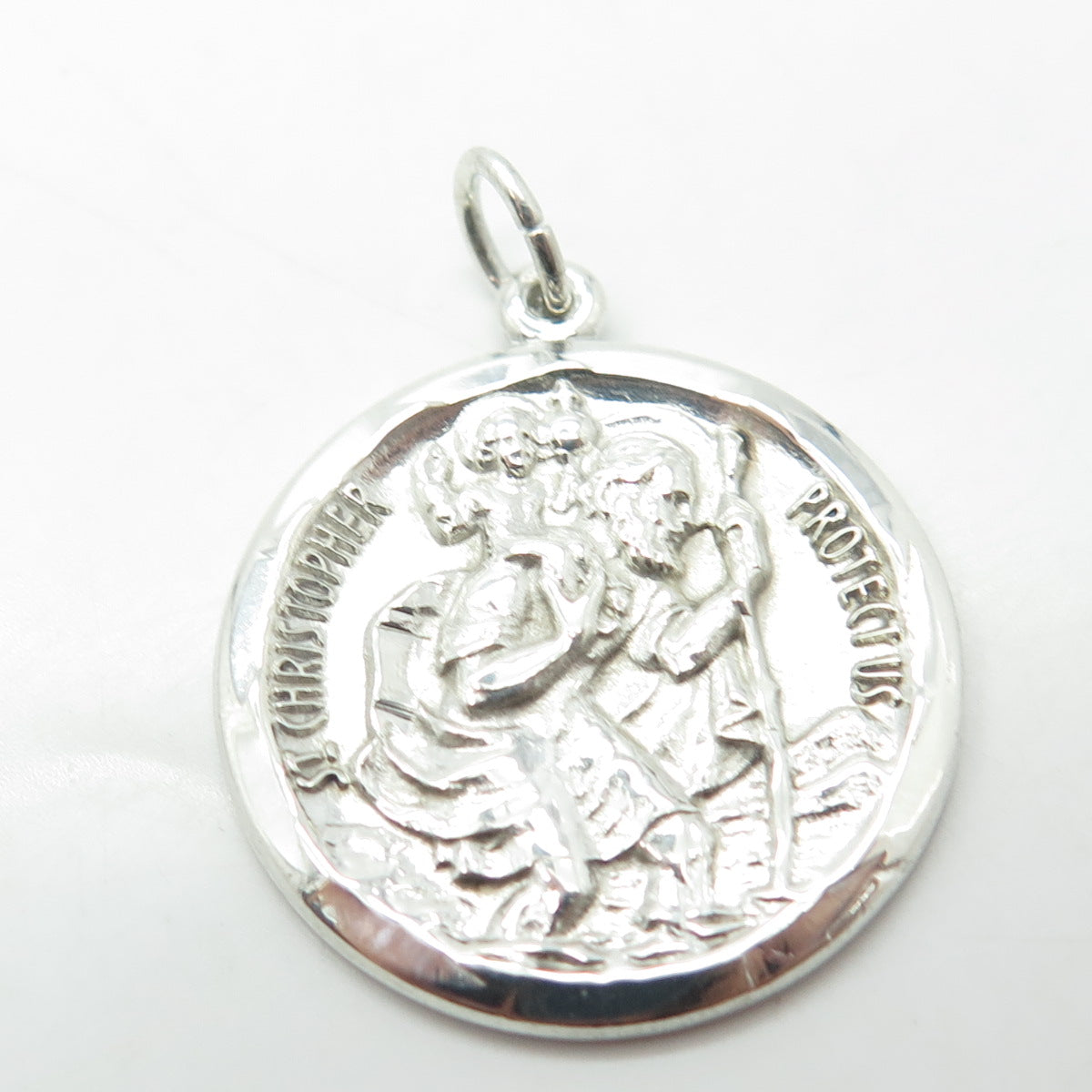 925 Sterling Silver Antique Art Deco St. Christopher Religious Pendant