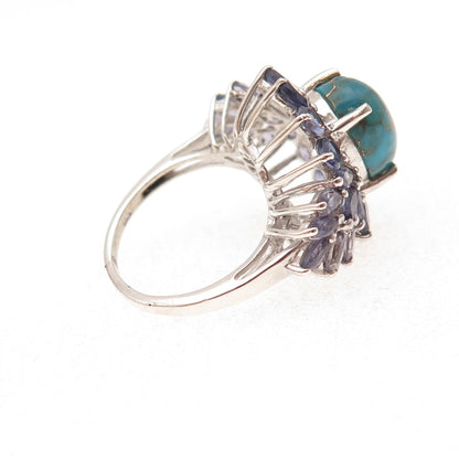 Chuck Clemency 925 Sterling Silver Real Turquoise & Iolite Ring Size 6