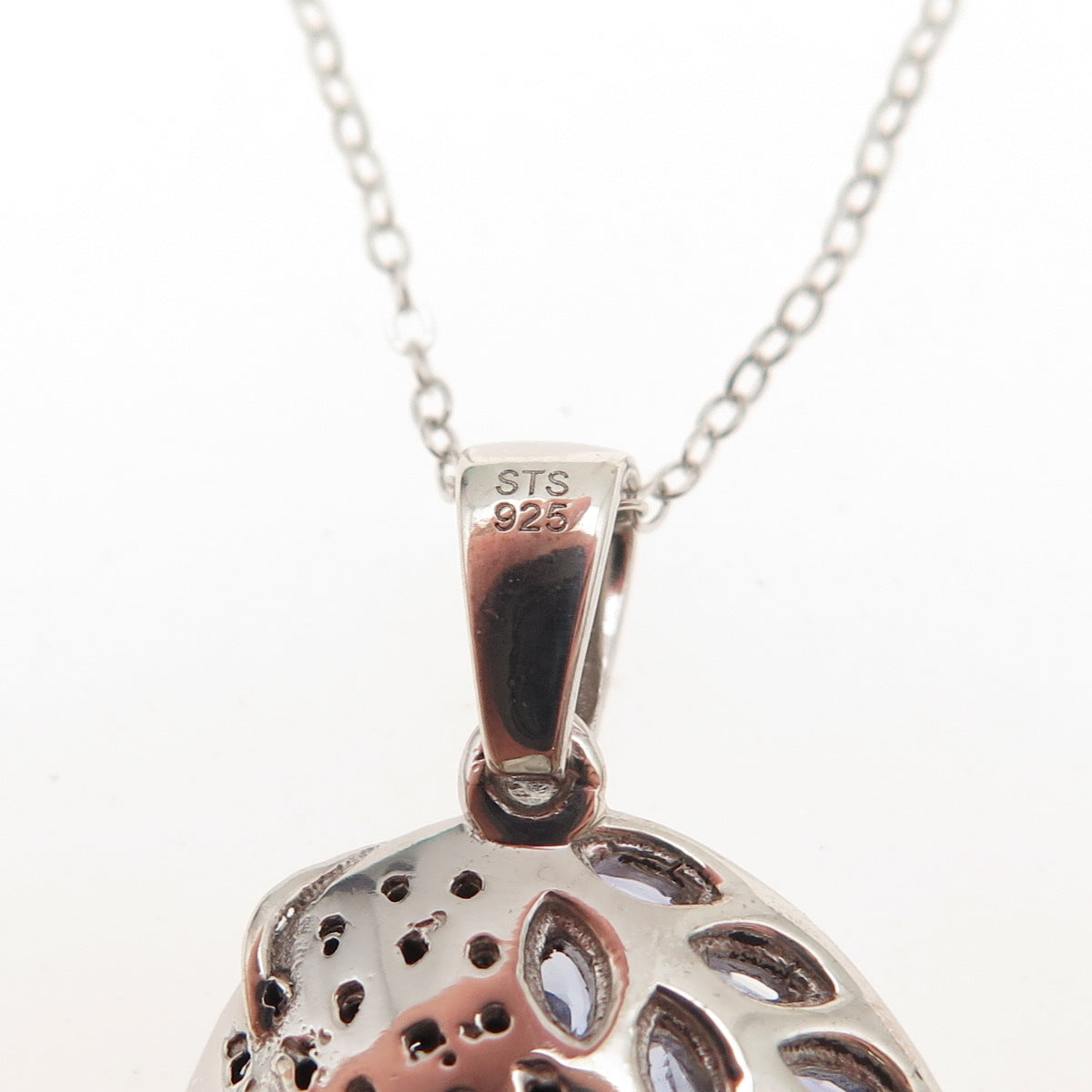 Chuck Clemency 925 Sterling Silver Real Tanzanite & Spinel Chain Necklace 20"