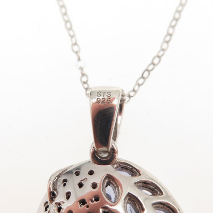 Chuck Clemency 925 Sterling Silver Real Tanzanite & Spinel Chain Necklace 20"
