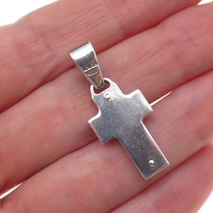 925 Sterling Silver Vintage Cross Oxidized Charm Pendant