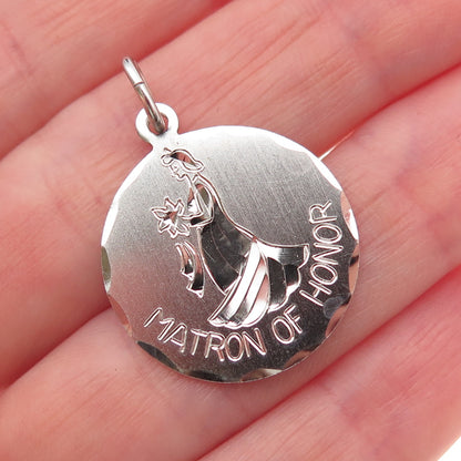 Elco 925 Sterling Silver Vintage Matron of Honor Charm Pendant
