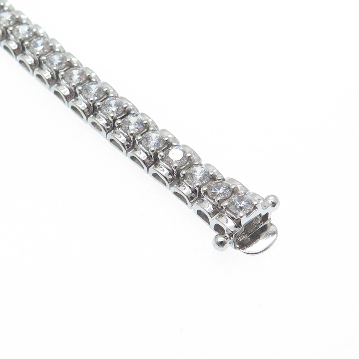 925 Sterling Silver Round-Cut Shaped C Z Tennis Link Bracelet 7.25"