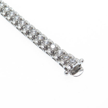 925 Sterling Silver Round-Cut Shaped C Z Tennis Link Bracelet 7.25"