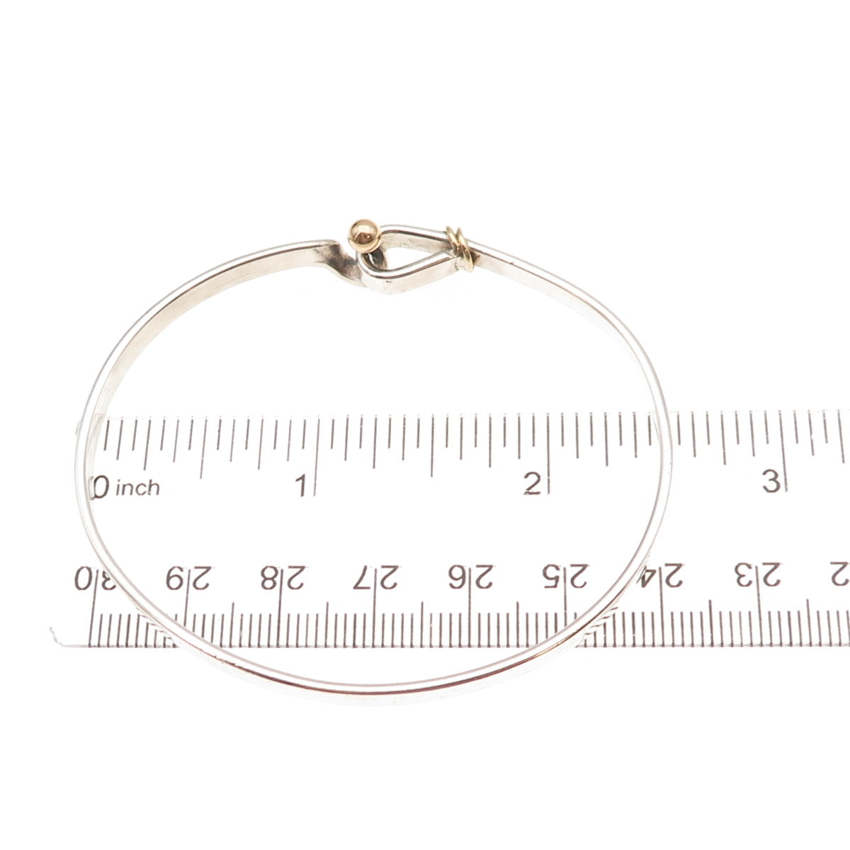 Tiffany & Co. 925 Sterling Silver 18K Gold Vintage Hook Eye Bangle Bracelet 6.5"