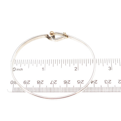 Tiffany & Co. 925 Sterling Silver 18K Gold Vintage Hook Eye Bangle Bracelet 6.5"
