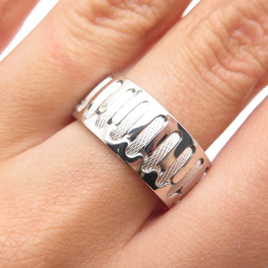 NEOS 925 Sterling Silver Textured Sewing Stitches Band Ring Size 8.25