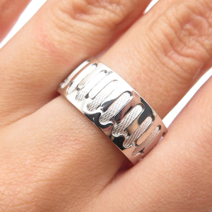 NEOS 925 Sterling Silver Textured Sewing Stitches Band Ring Size 8.25