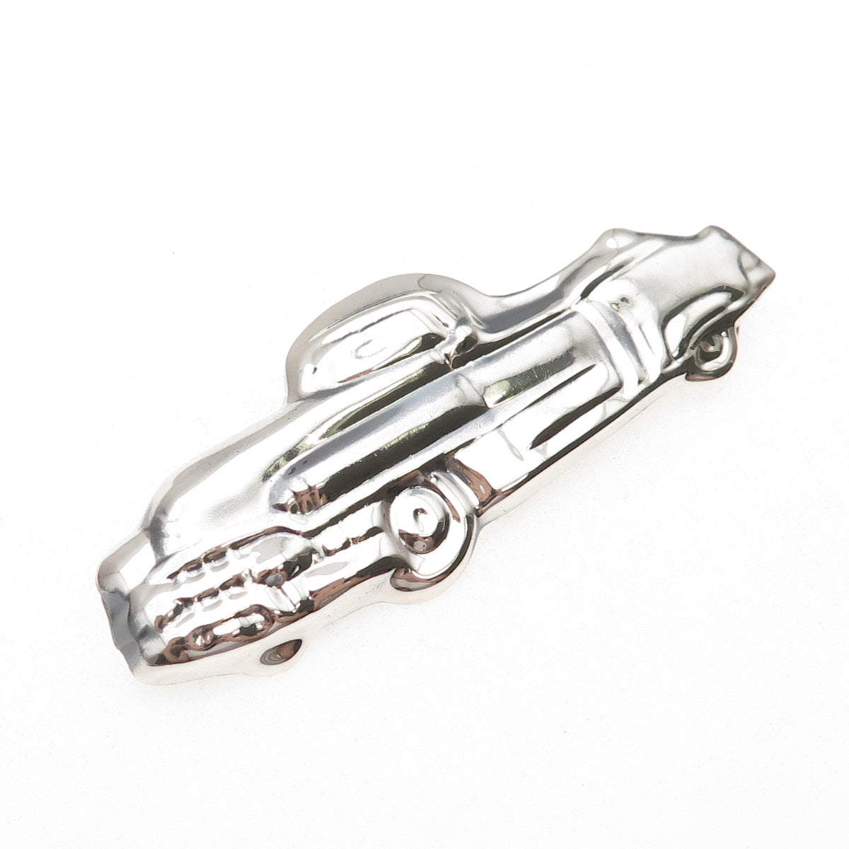 925 Sterling Silver Vintage Retro Car Repousse Oxidized Pin Brooch