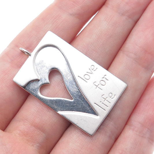 ROSS SIMONS 925 Sterling Silver Vintage Love For Life Heart Charm Pendant