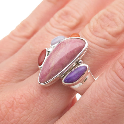 Whitney Kelly Sterling Silver Vintage Real Multi-Gem Modernist Ring Size 11.25