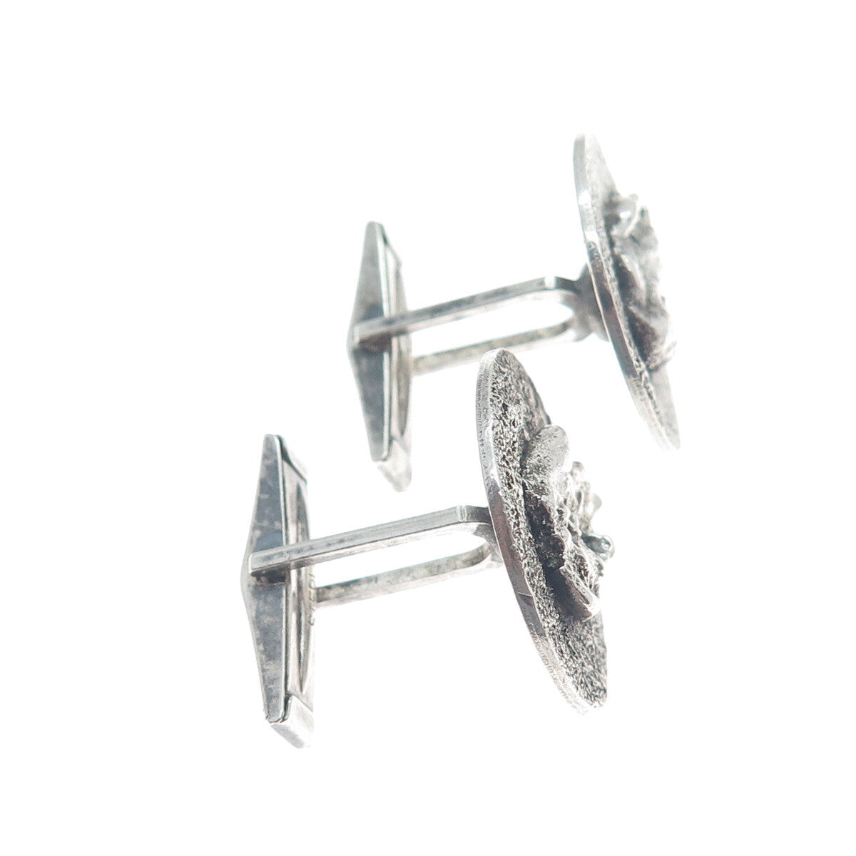 BY ALEX 925 Sterling Silver Vintage Modernist Nugget Oxidized Cufflinks